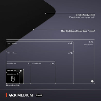 SteelSeries QcK Gaming Mouse Pad - XXL Cloth - Peak Tracking and Stability - Esports Mousepad - Never-Slip - Full Desk Coverage