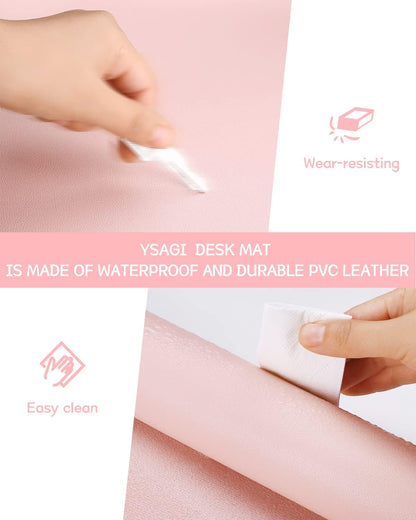 YSAGi Non-Slip Leather Desk Pad, Waterproof Laptop Computer Desk Keyboard Mat, Table Protector Blotter Mat, Large Mouse Pad for Office/Work/Home/Decor(Black, 31.5" x 15.7")