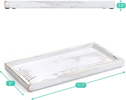 ALELION 8" Acacia Wood Bathroom Vanity Tray for Counter - Dresser Top Tray for Perfume Jewelry Candle Key Catchall - Small Kitchen Countertop Organizer for Soap Dispenser and Sponge Holder