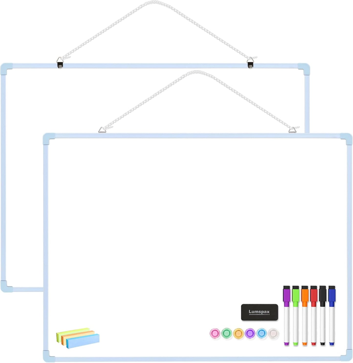 Small Dry Erase Board for Wall, 16" x 12" Double-Sided Hanging Whiteboard, Magnetic White Board with 4 Markers, 4 Magnets and 3 Mini Sticky Notes, Portable Whiteboard for Kids, School, Home, Office