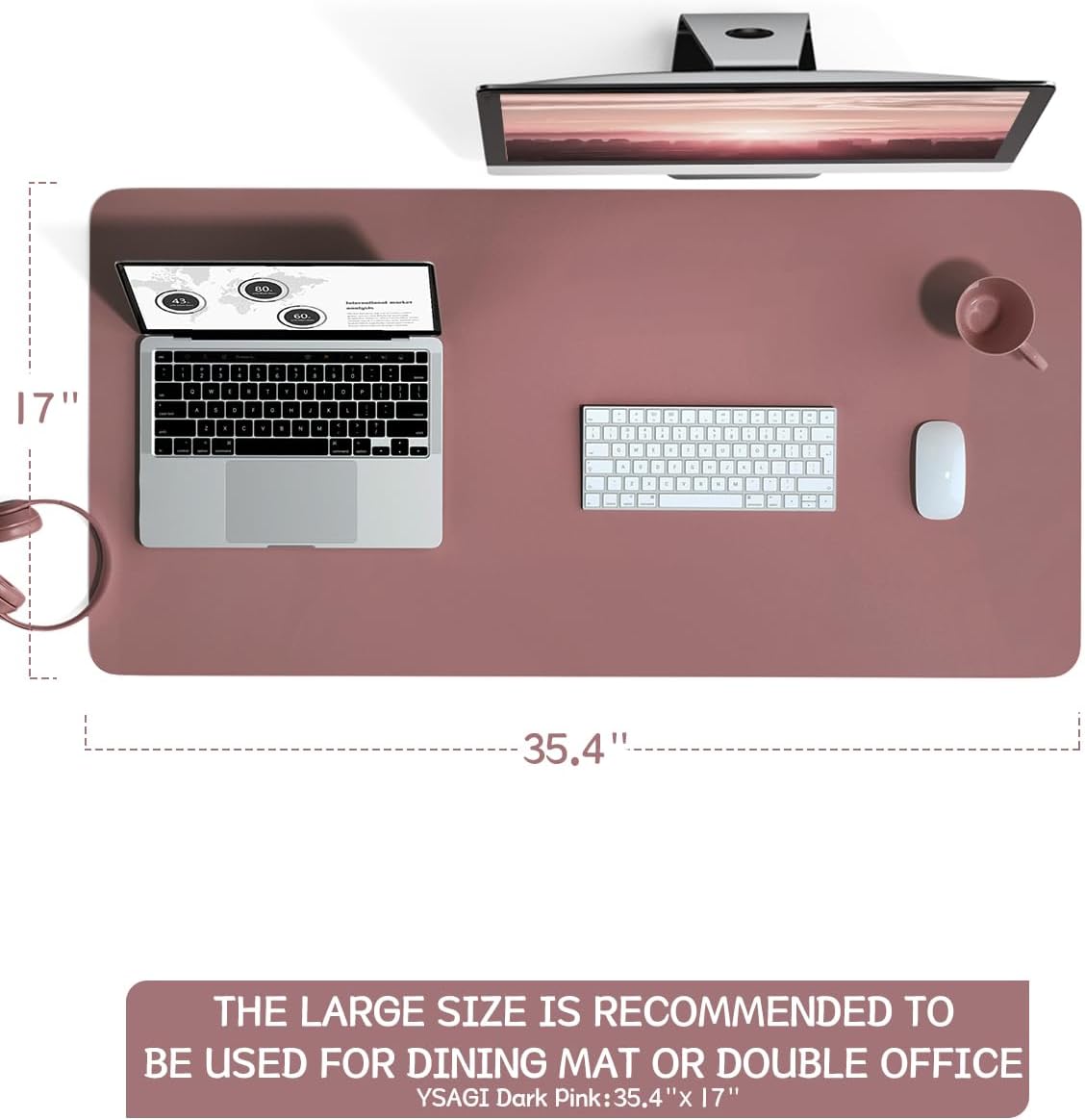 YSAGi Non-Slip Leather Desk Pad, Waterproof Laptop Computer Desk Keyboard Mat, Table Protector Blotter Mat, Large Mouse Pad for Office/Work/Home/Decor(Black, 31.5" x 15.7")