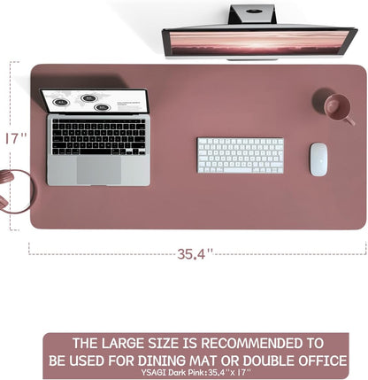 YSAGi Non-Slip Leather Desk Pad, Waterproof Laptop Computer Desk Keyboard Mat, Table Protector Blotter Mat, Large Mouse Pad for Office/Work/Home/Decor(Black, 31.5" x 15.7")