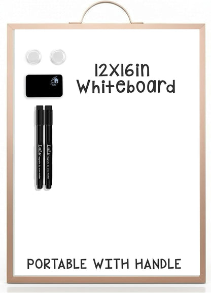 Black Magnetic Dry Erase Whiteboard 12 x 16 Double Sided, Portable Planner Board with Weekly Monthly Sheets, Write and Wipe to Do List Board, Includes 3 Markers Eraser 2 Magnets