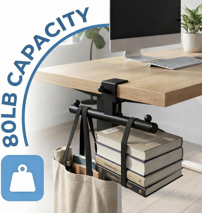 Heavy-Duty Backpack Hanger for Desk & Table, Adjustable Desk Hook for Bag with 80lb Capacity, T-Shape Backpack Holder & Purse Hook for Table, Clip-On Desk Bag Hook for Office Classroom Home