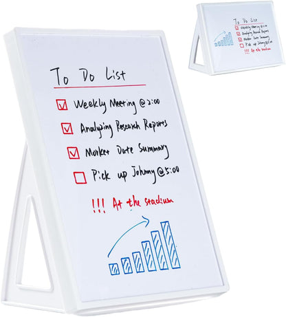 Desktop Dry Erase Board, Small Whiteboard with Stand, A5 Size 8.3 x 5.8 Inches with A Dry Erase Marker, Detachable Stand & to Do List Card (A5)