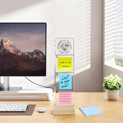Monitor Memo Board with Removable Wooden Base Acrylic Portable Sticky Note Holder, It's Fine I'm Fine Everything is Fine Logo Office Desk Desk Set Sticky Notes 100 Sheets