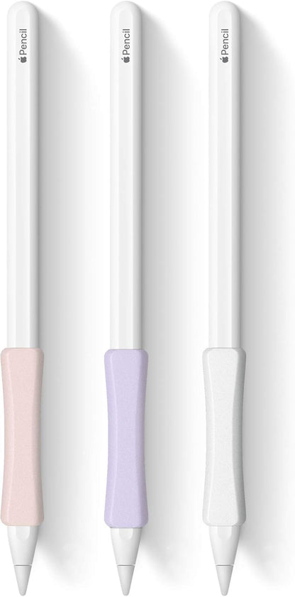 3 Pack iPencil Grips Case Cover Silicone Sleeve Holder Compatible with Apple Pencil (USB-C)&Apple Pencil (2nd Generation),iPad Pro 11 12.9 inch 2018(White, Pink, Purple)