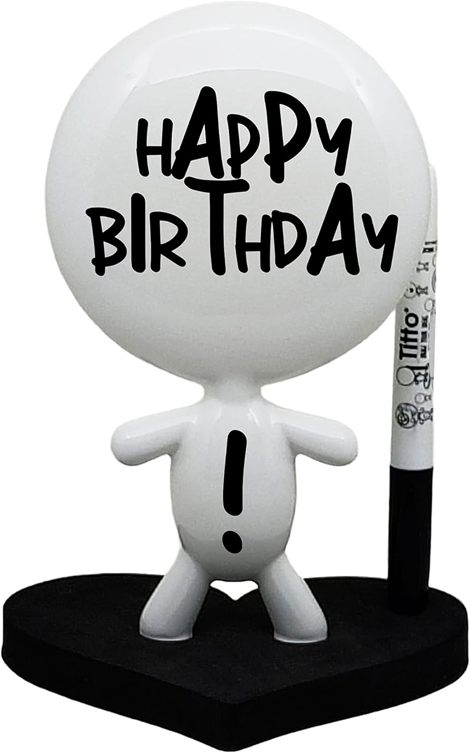 Dry Erase Board - TITTO in Love, Draw Your Ideas - Ceramic Doll - Black Office Design Desk - Coworkers Office Home Gift (Black)