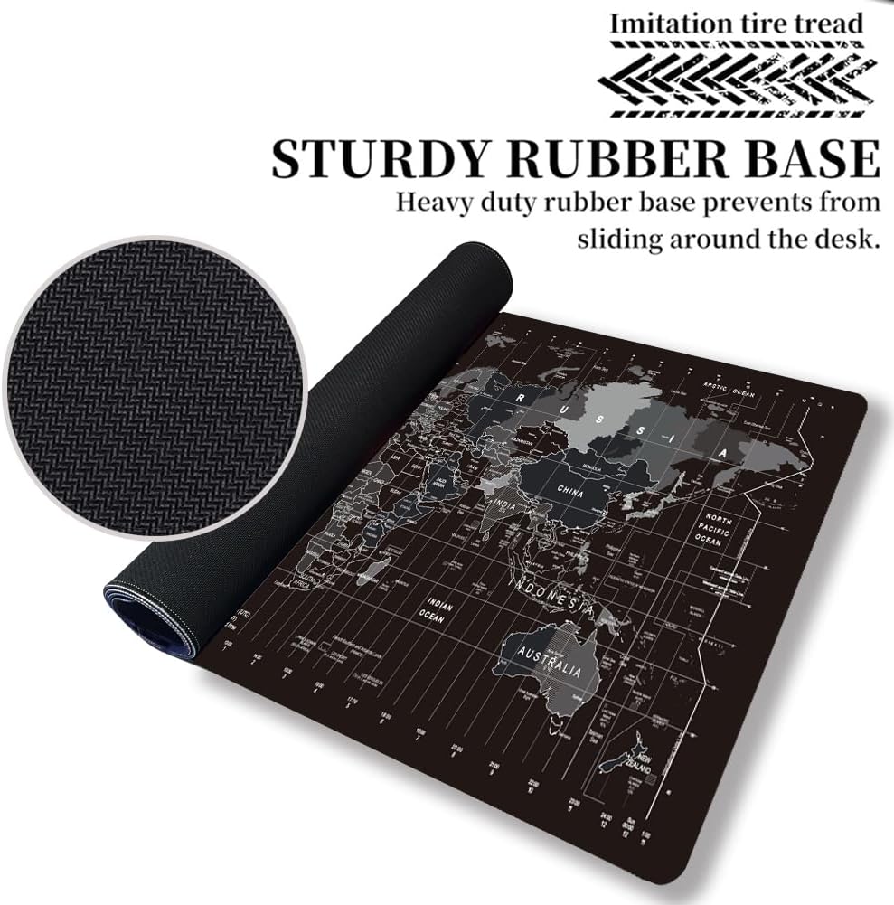 HGWALP Black Topographic Large Gaming Mouse Pad Extended XXL(900 * 400 * 3MM) Mouse Mat Long Desk Pad with Stitched Edges for Keyboard Home Office Gaming Work Big Desk Mat