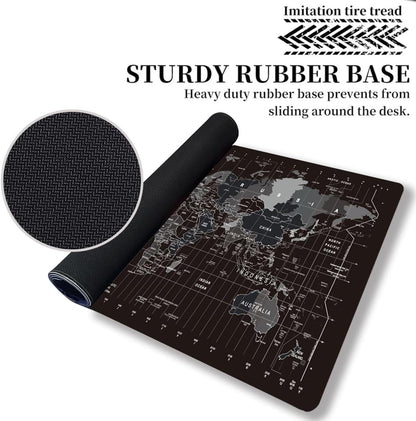 HGWALP Black Topographic Large Gaming Mouse Pad Extended XXL(900 * 400 * 3MM) Mouse Mat Long Desk Pad with Stitched Edges for Keyboard Home Office Gaming Work Big Desk Mat