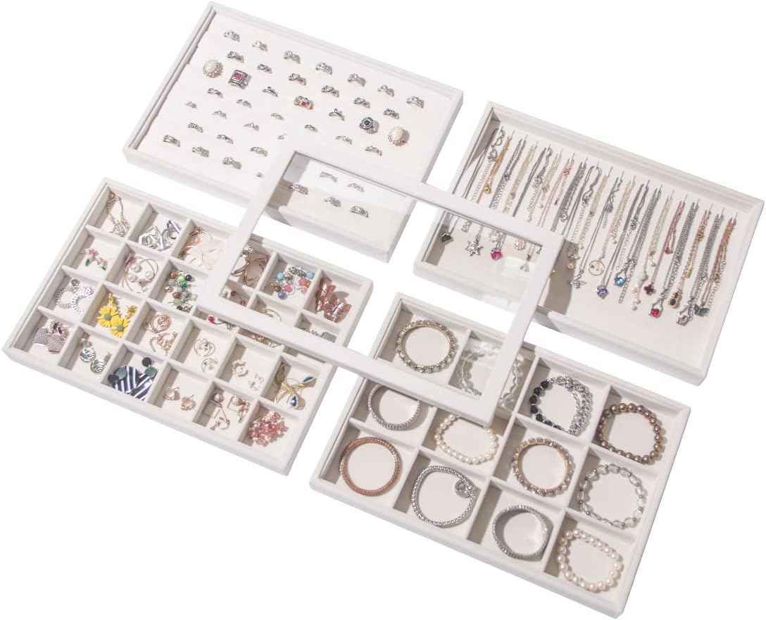 Coward Sunglass Organizer, Beige Velvet Glasses Trays - Eyeglasses Watches Jewelry Display - Men Women (8 Grids)