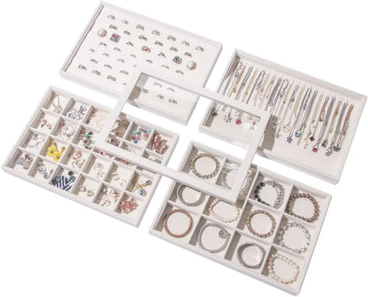 Coward Sunglass Organizer, Beige Velvet Glasses Trays - Eyeglasses Watches Jewelry Display - Men Women (8 Grids)