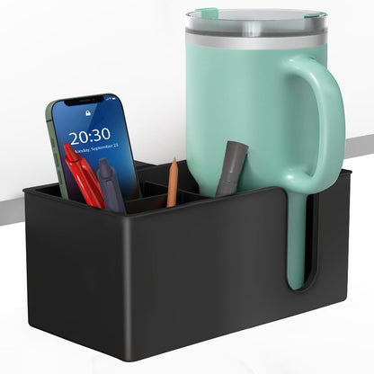 Deeper Desk Cup Holder, OOKUU Anti-Spill Cup Holder for Desk or Table, Sturdy and Durable, Easy to Install, Enough to Hold Coffee Cups, Water Bottles, Gaming PC Office Accessories, Black