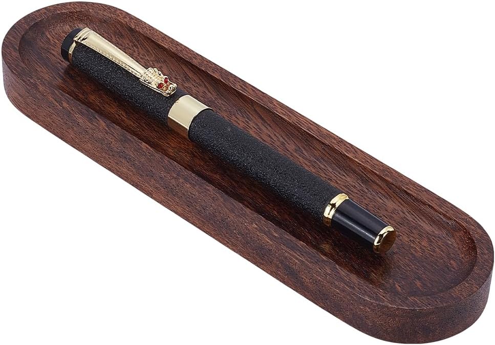 UNICRAFTALE Walnut Wood Desk Pen Tray Office Desk Organizer Minimalist Pencil Holder for Writing Instrument Rest Work Student Teacher Gift 7.48"x1.96"