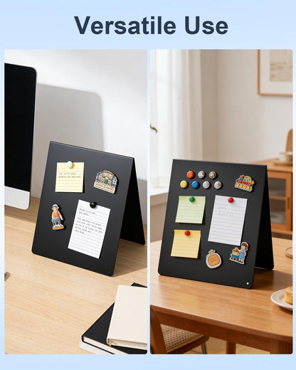 UCEC Metal Magnet Board, Magnetic Bulletin Board, Magnetic Display Board with Stand, Double-Sided V-Shaped Memo Board Easel for Magnet, 11.8"x10" Black Desktop Tabletop Display for Home Office Kitchen