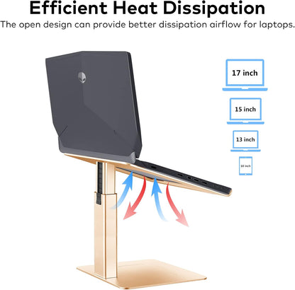 Laptop Stand for Desk, Ergonomic Sitting and Standing Laptop Riser for Notebook MacBook 11-17 Inches，DJ Laptop Stand Adjustable Height from 7-15 Inches Aluminum(Black)
