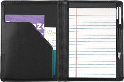 Padfolio/Portfolio Binder, Mini Padfolio Portfolio Binder 5 x 8 Legal Writing Pad, A5 Document Organizer Folder for Men Women, Black