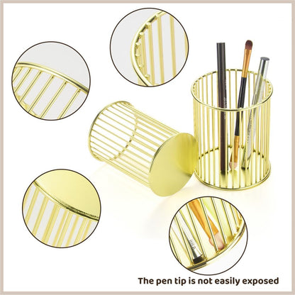 2 Sets Metal Pen Holder for Desk,Makeup Brushes Cup Holder, Pencil Holders, Pen cup, Home and Office Organizer, Black