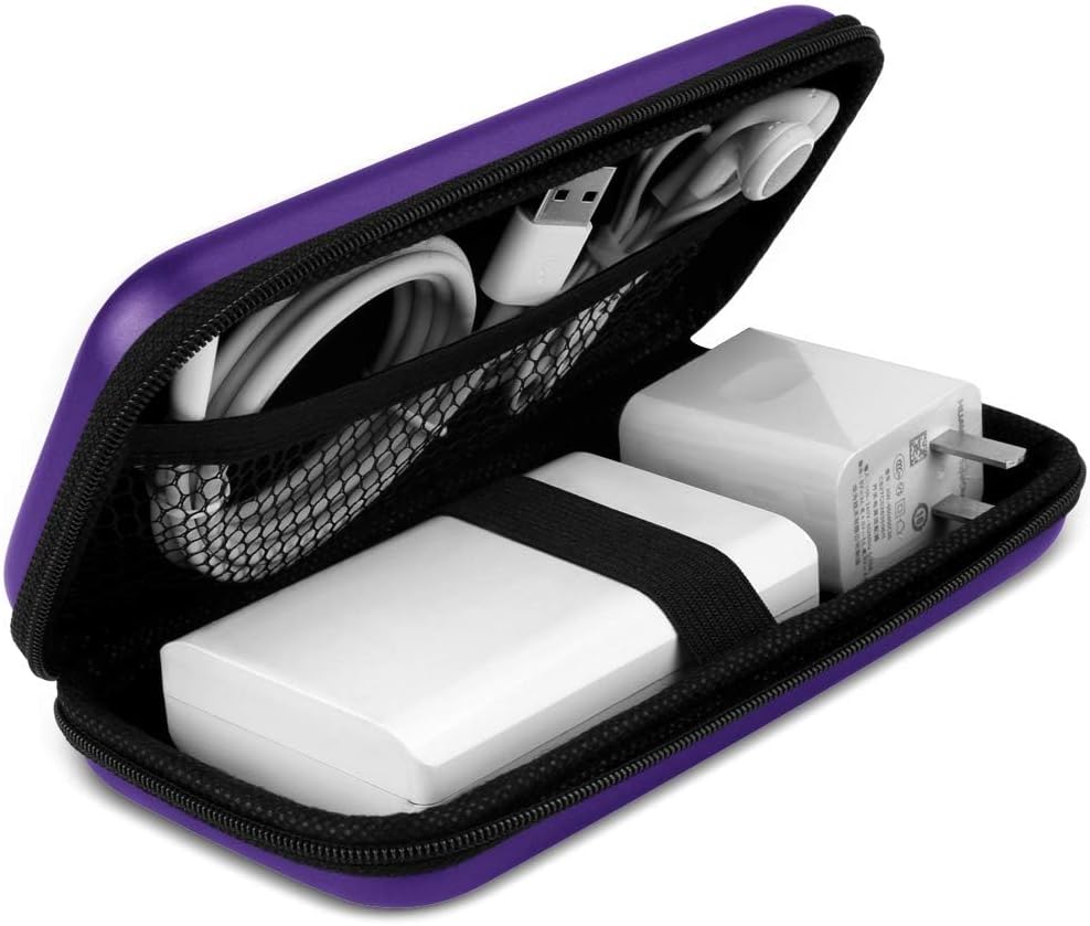 iMangoo Travel Essential Electronics Organizer Pouch Charger Case, Shockproof Dual Zipper Power Bank Cables Tech Accessories Purse, Men & Women Travel Must Have Storage Bag, 6.5x3.2x1 inch Rose Gold