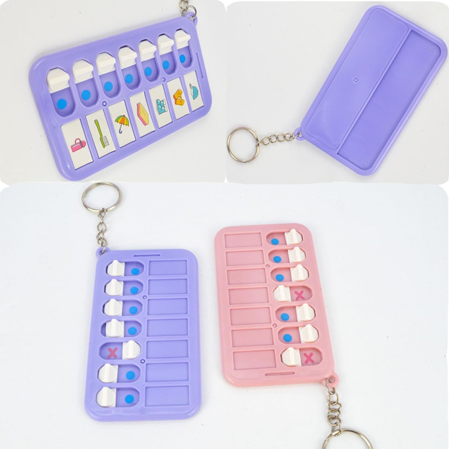 Chore Planning Chart Key Chains 6Pcs Chore Schedule Key Rings Daily Weekly Memo Checklist Boards with 18pcs List Cards Stickers for Kids Adults Habit and Behavior Planner Tracker