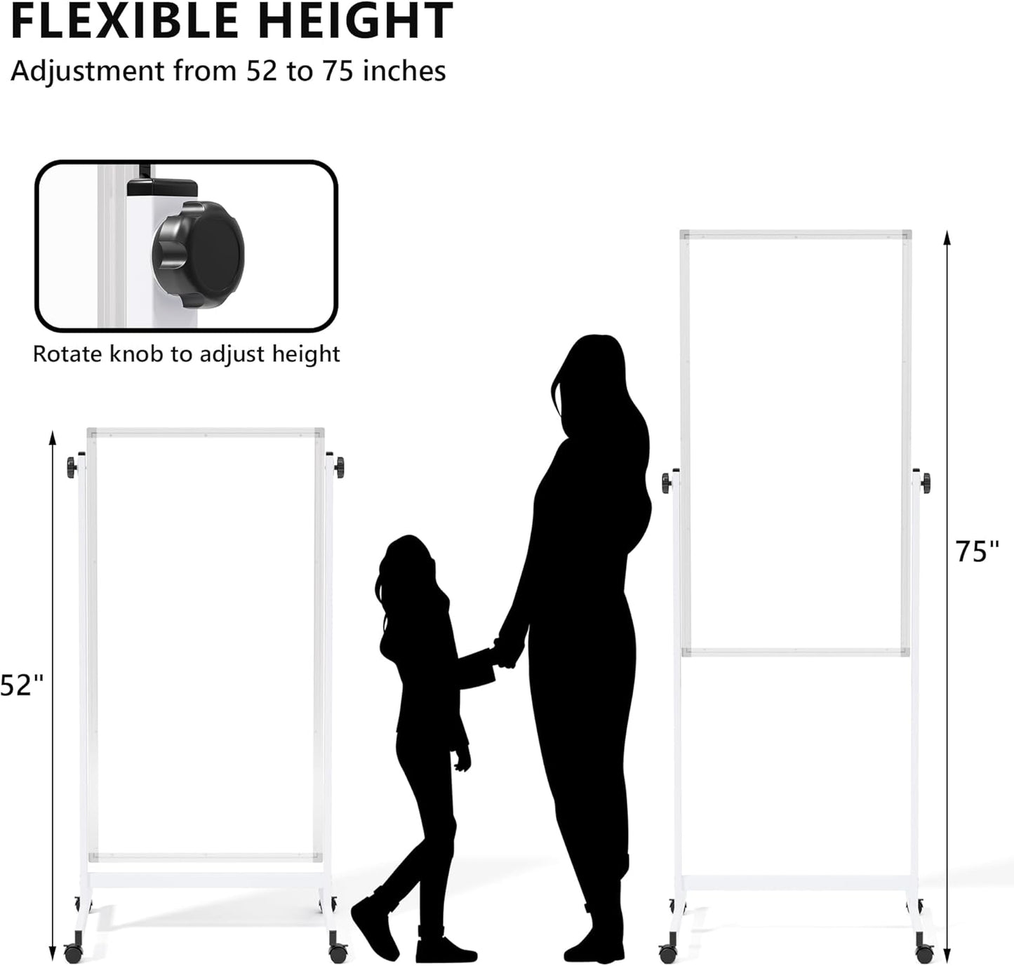 Large Whiteboard Easel with Stand, 36" x 24" Portable Standing Magnetic Dry Erase White Board, 3' x 2' Tripod Height Adjustable Flip Chart Easel for Home Office Classroom School, Silver