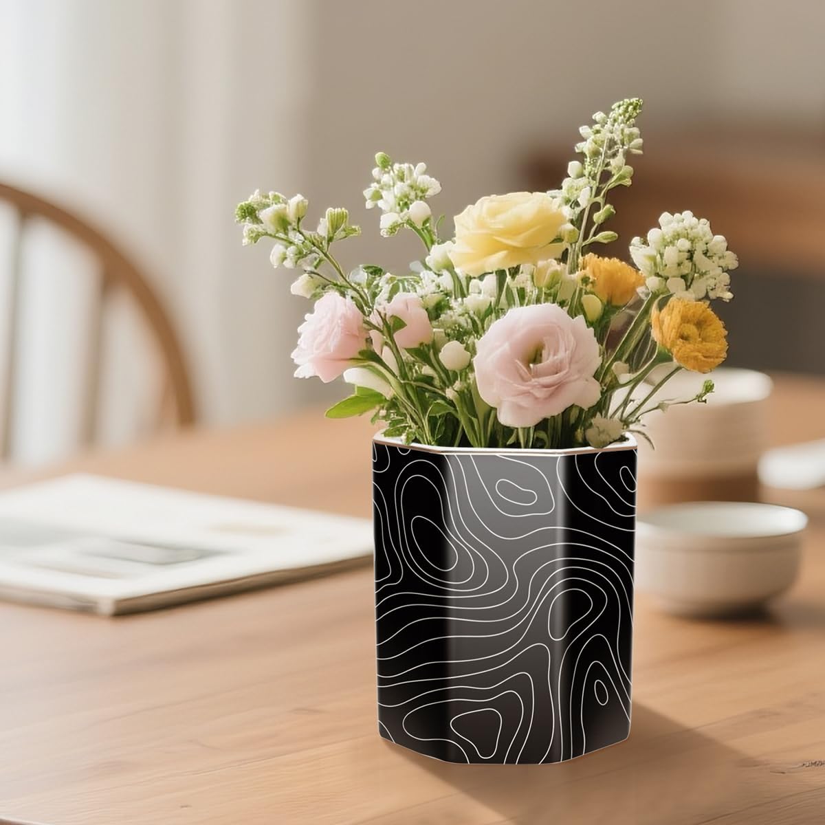 Pen Holder, Pencil Holder for Desk, Marble Desk Organizer Cute, Durable Ceramic Pencil Cup, Decorative Makeup Brush Holder Cup, Stationery Holder for Office, Home, Gray Marble