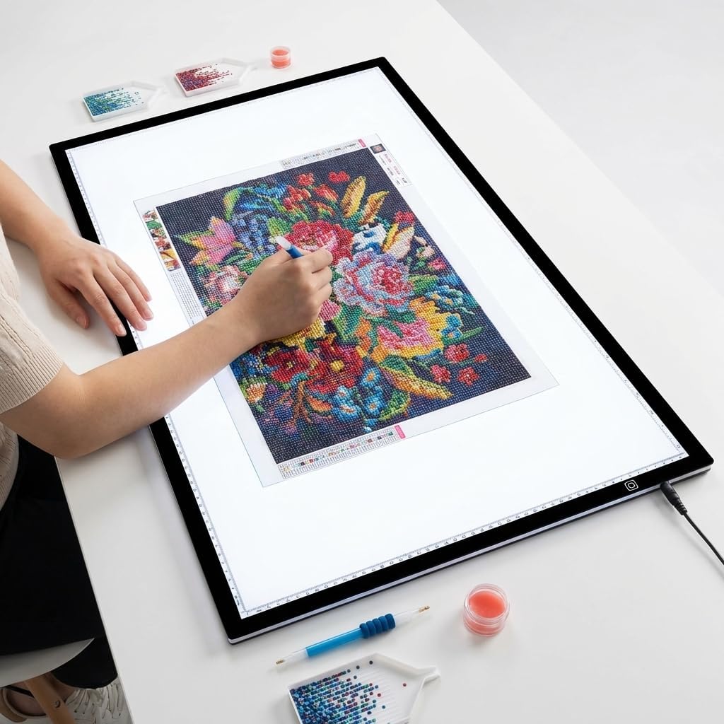 A2 Extra Large Tracing LED Light Pad for Diamond Art, Sketching, Painting - Adjustable Brightness, Sketching, Tracing - USB Powered DIY Diamond Art Light Box - No mesh No dot