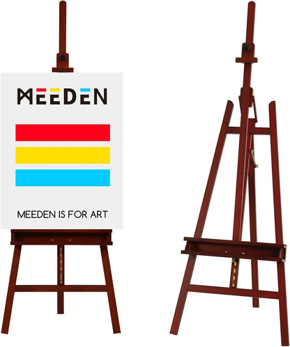MEEDEN Large Painters Easel Adjustable Solid Beech Wood Artist Easel, Studio Easel for Adults with Brush Holder, Holds Canvas up to 48" - Walnut