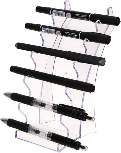 Hipiwe Acrylic Pen Holder Display Stand Clear Makeup Brush Rack Organizer Holder 6-Slots Nail Brush Eyebrow Fountain Pen Rack Display (Pack of 2)