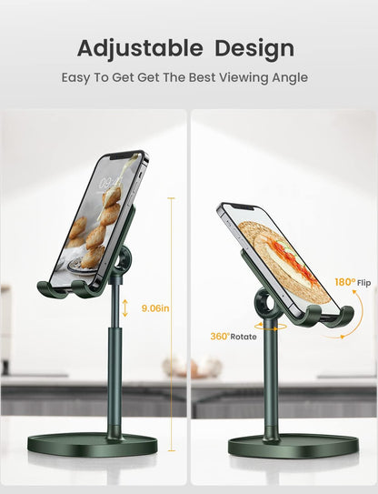 LISEN Cell Phone Stand Phone Holder for Desk Office Decor, Office Desk Accessories Women PC Gaming Essentials iPhone Stand Gadgets Men Gift for Father Fit OtterBox Case Switch iPad Air Tablet 4-10 in