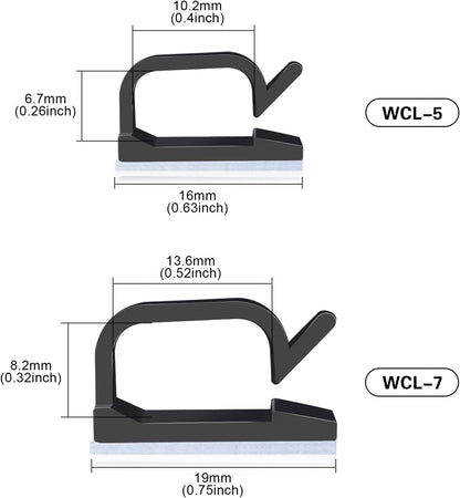 XHF 120 PCS Adhesive Cable Wire Clips Black, Outdoor Christmas Light Clips, Cable Management Wire Organizer Cord Holder for Under Desk, Car, Wall, TV PC Ethernet Cable