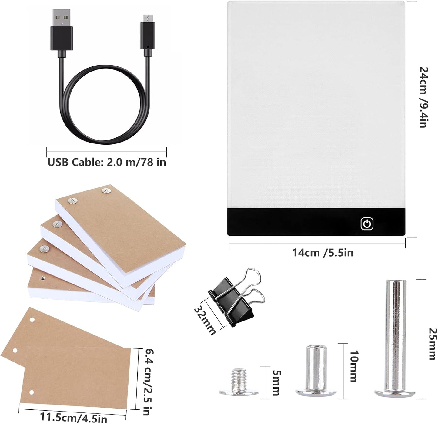 Flip Book Kit with Light Pad - A5 LED Light Board/Box & 320 Sheets Flipbook for Drawing | Tracing | Sketching, Flip Books Paper with Holes & Binding Screws