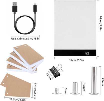 Flip Book Kit with Light Pad - A5 LED Light Board/Box & 320 Sheets Flipbook for Drawing | Tracing | Sketching, Flip Books Paper with Holes & Binding Screws