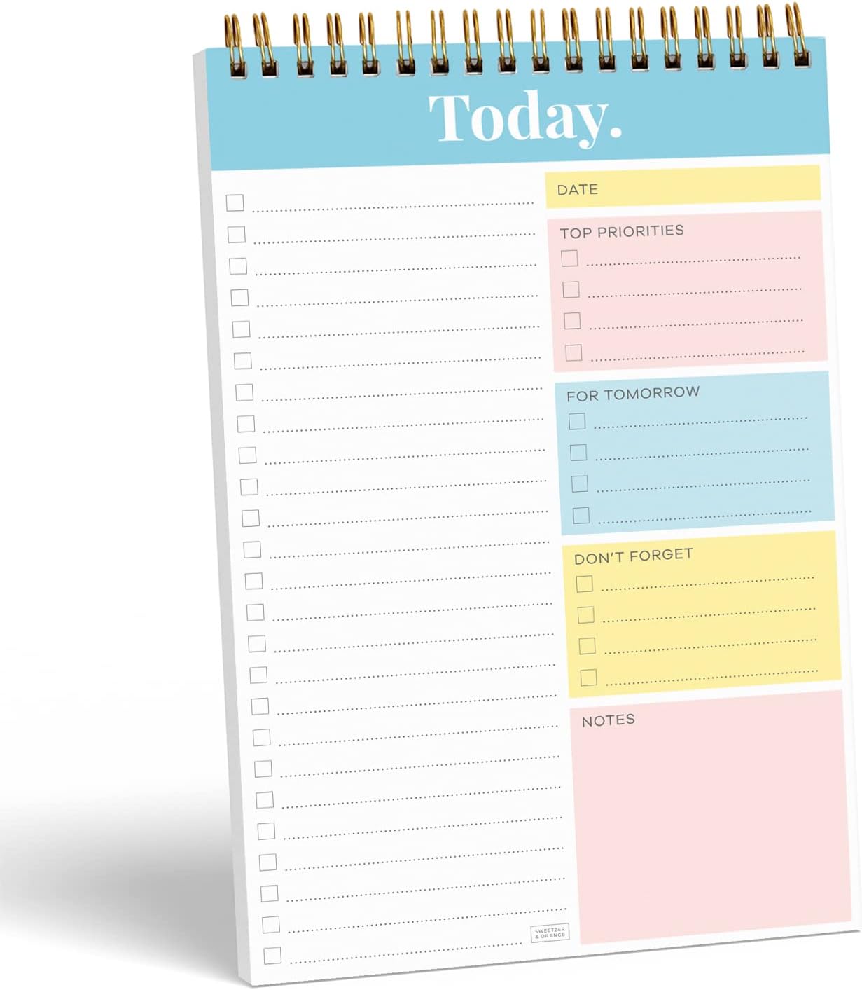 Sweetzer & Orange Daily & Weekly To Do List Notepad – Undated Work Planner & Organizer with Wish List Section, 52-Sheet Coiled Task Pad for Productivity – MAUVE To Do List Notebook for Work