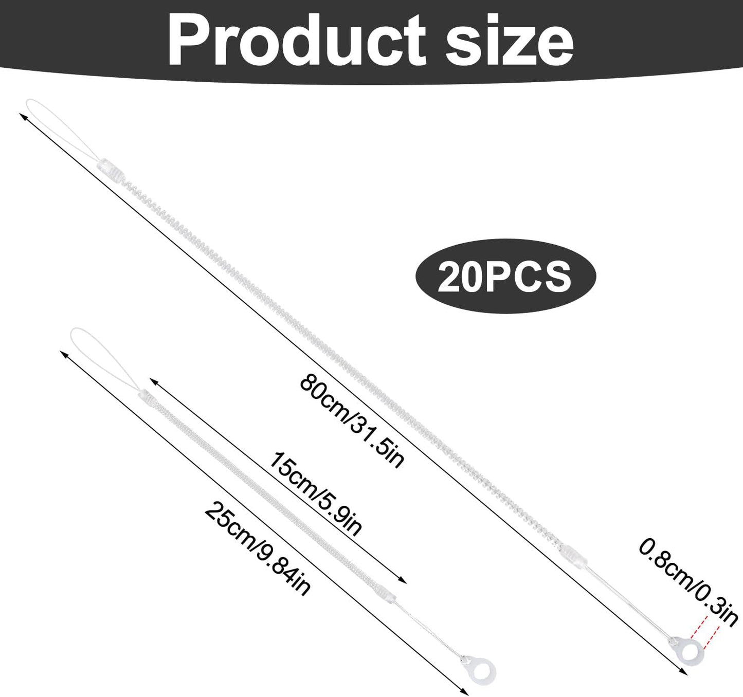 10pcs Pen Lanyards, Elastic Lanyard Tether with Silicone Rings Retractable Stylus Tether Clipboard Pen Strap Tablet Holder Anti-Lose Leash for Tethering Stylus to Touchscreen