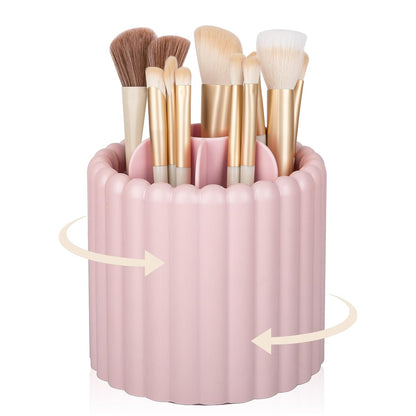 Anyoifax 360 Rotating Makeup Brush Holder 7 Slots Make Up Brush Organizer Removable Spinning Cosmetic Brushes Storage Pen Holder for Vanity, Dresser, Desk, White