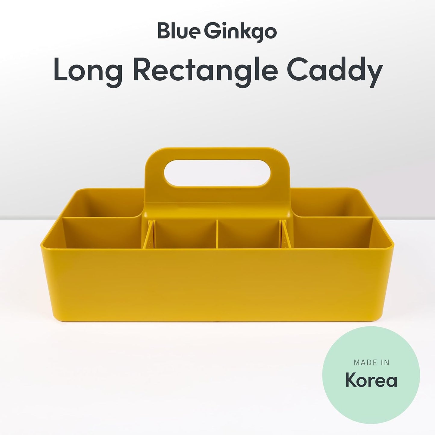 BLUE GINKGO Stackable Organizer Caddy – Korean-Made Portable Tote for Bathroom, Office, Crafts, or School Supplies (Rectangle, White)