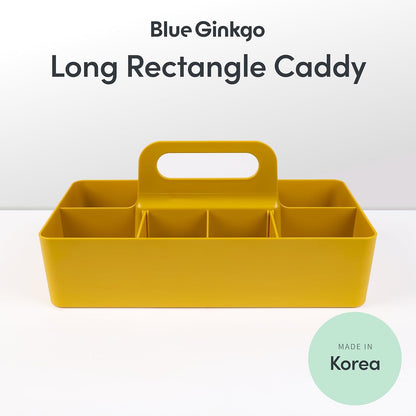 BLUE GINKGO Stackable Organizer Caddy – Korean-Made Portable Tote for Bathroom, Office, Crafts, or School Supplies (Rectangle, White)