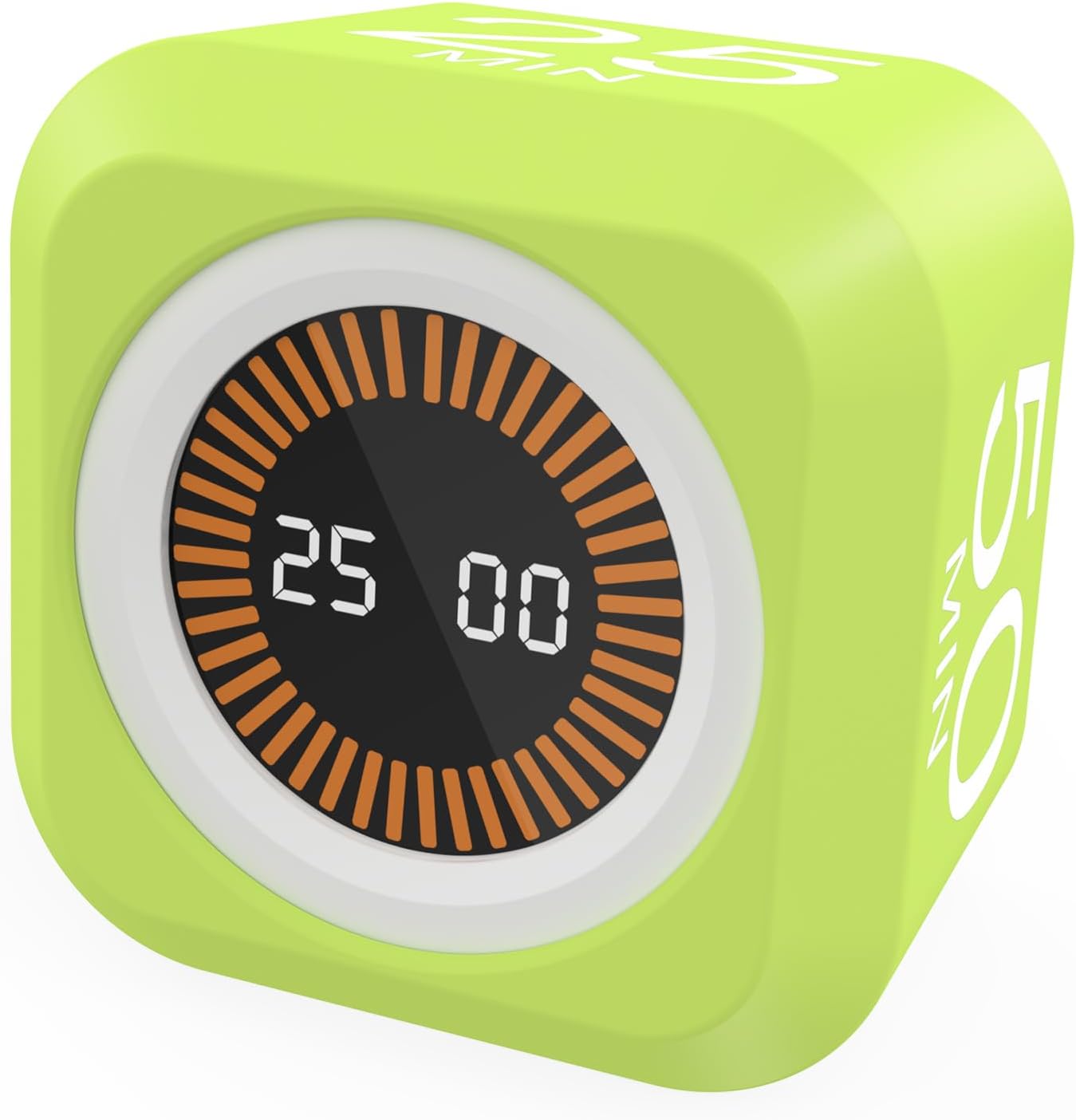 Rotating Cube Pomodoro Timer 5, 25, 10, 50 Min Preset + Custom Countdown, Desk Productivity Flip Visual Timer w/Silicone Case, Silent Mode, Ideal for ADHD Tool Study Work School (Black)