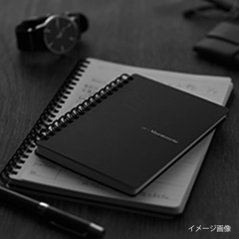 Maruman Mnemosyne Dot Grid Notebook- A5, 8.27" x 6.34", 80 Sheets / 160 Pages, 5mm Dotted Journal, Perforated Pages & Wire-Bound to Lay Flat, Black, Made in Japan