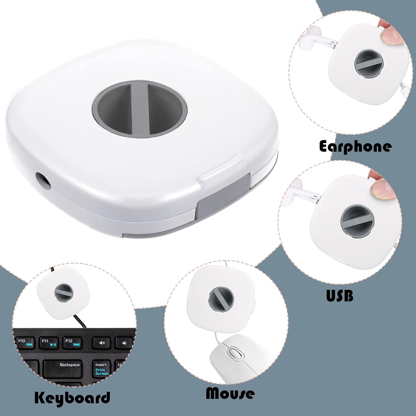 6 Pieces Retractable Cable Management Charging Organizer Phone Cord Holder Small Winder Case for Headset Cord Mouse Wire Charger Cable(White)