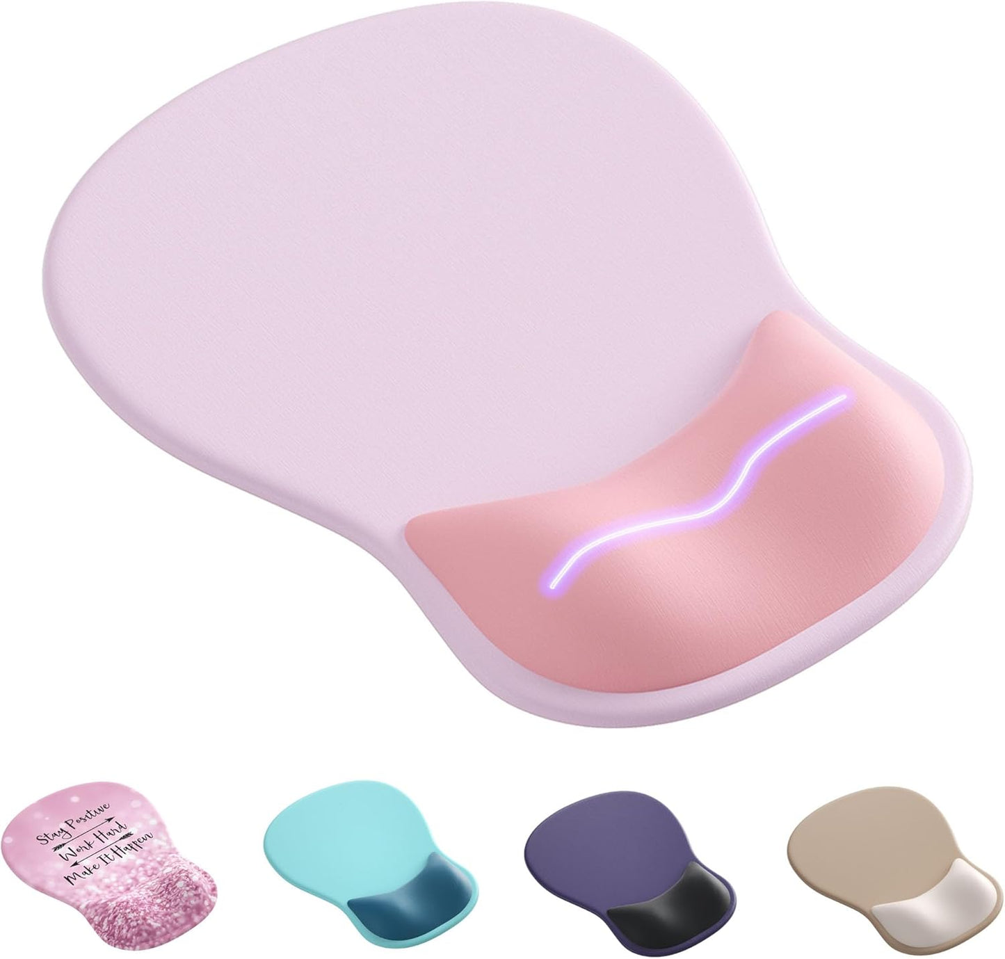 Ergonomic Mouse Pad with Wrist Rest,Cute Gel Mousepad Wrist Support - Small Mini Portable for Travel Mouse Pads for Desk Laptop,Computer,Office & Home Decor (Pink&Light Pink)