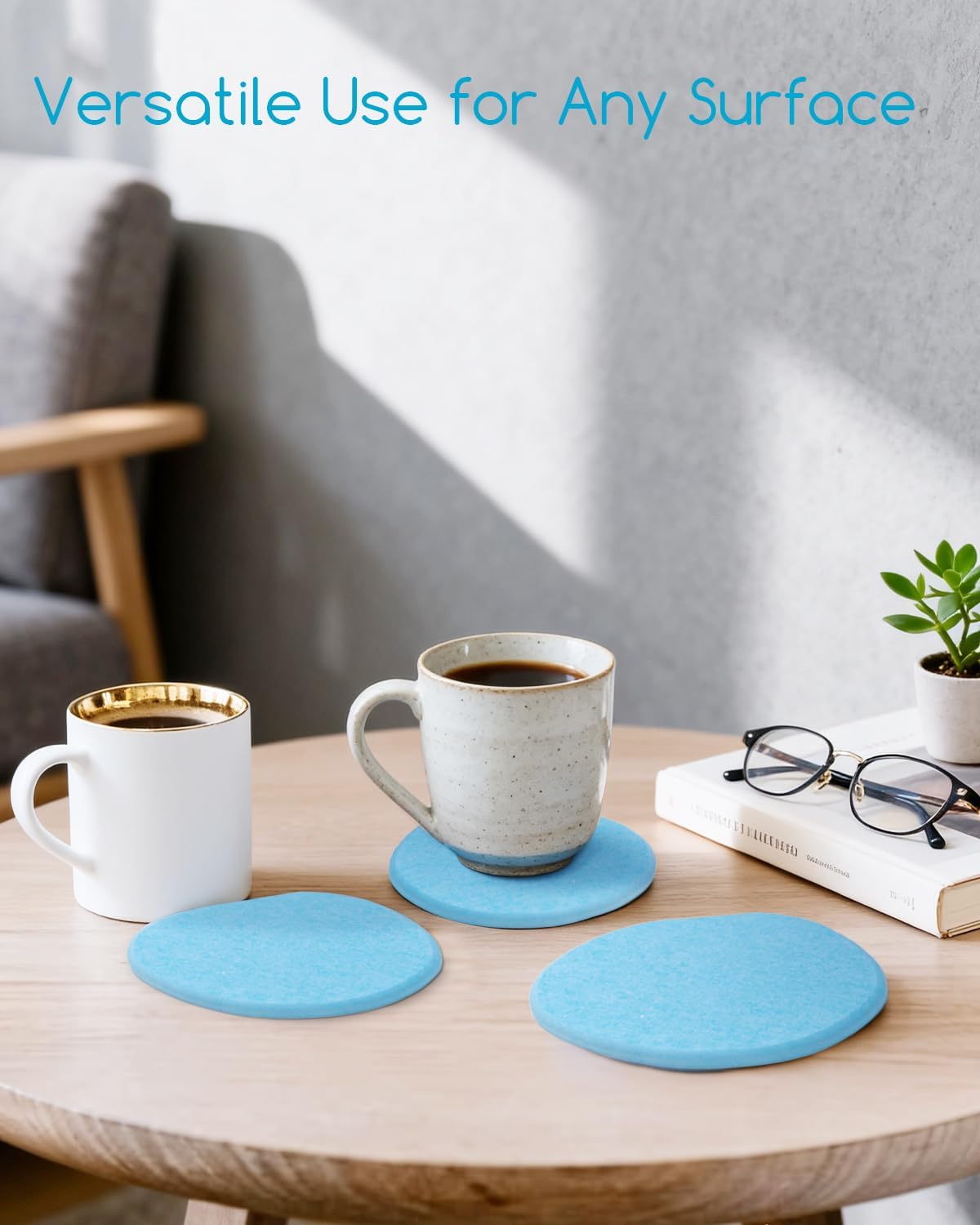 Diatomaceous Earth Coasters,3.9"x3.9", Quick-Dry, Absorbent, Heat-Resistant, Modern Stone Design, Dark Gray, Irregular Shape (2, Grey)