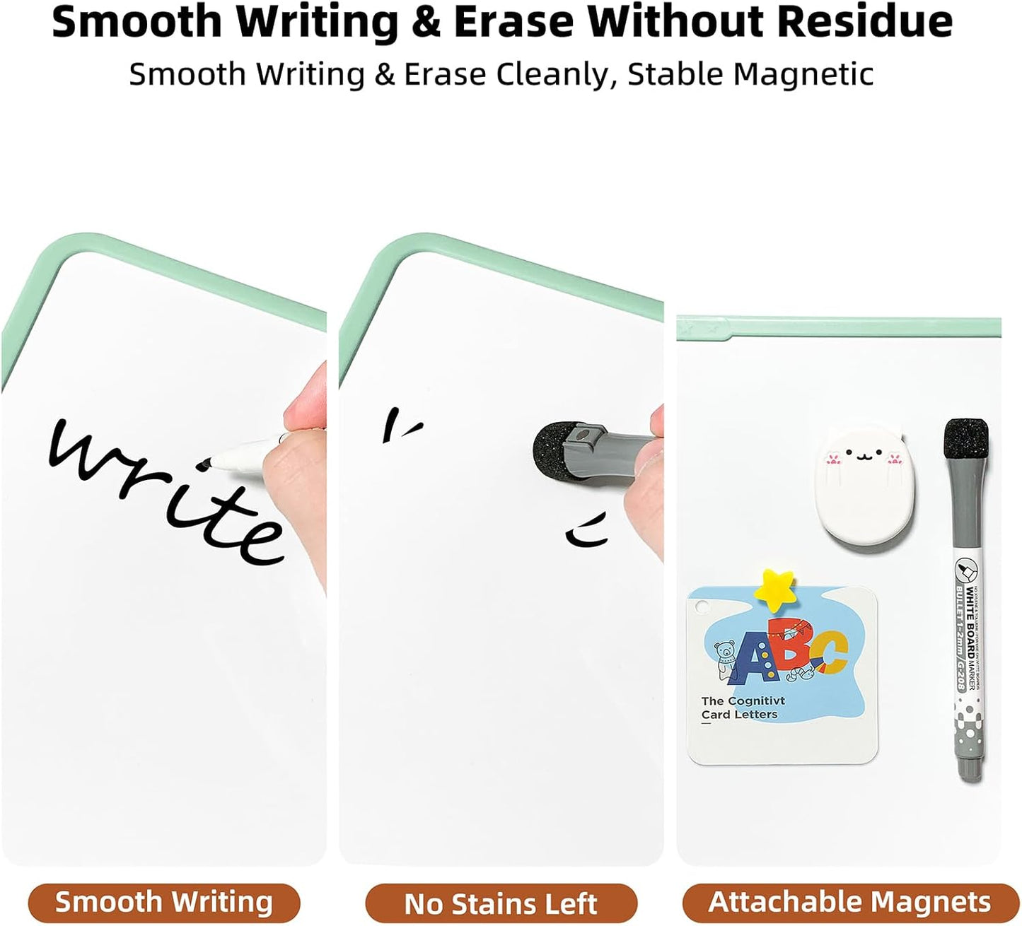 Colorful Dry Erase White Board 8.3x11in, Magnetic Desktop Board with Stand, 2 Markers (Eraser Head), 4 Magnets - Double-Sided Easel for Daily Planning, Memo, Office/Home/School (Blue)