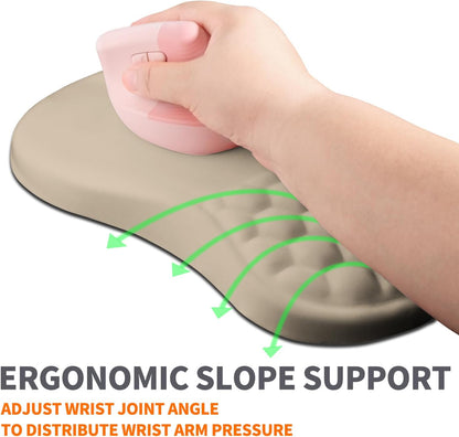 Ergonomic Joint Wrist Support Mouse Pad with Memory Foam Cushion Massage Bump, Carpal Tunnel Pain Relief Mousepad Slope Design for Wrist Rest, 11.8x7.9 in, Black
