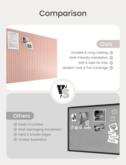 Bumusty Large Cork Board Alternative-48 x 36" Felt Bulletin Board Tiles, with 30 Pushpins, 70 Adhesive Tabs, Fine-Stripe 12-Pack, Cork Boards for Office Push Pin Board Felt Board-Oatmeal