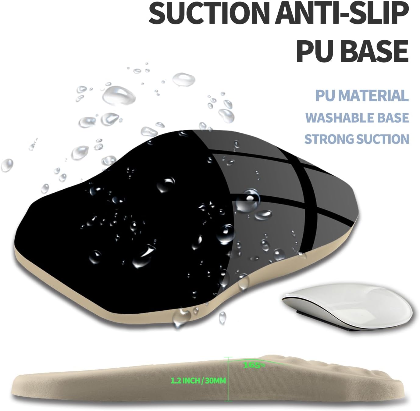 Ergonomic Raised Mouse Pad Wrist Support with Bilateral Slope Memory Foam Mousepad for Wrist Rest and Carpal Tunnel Pain Relief 11.8x7.9〃 Black