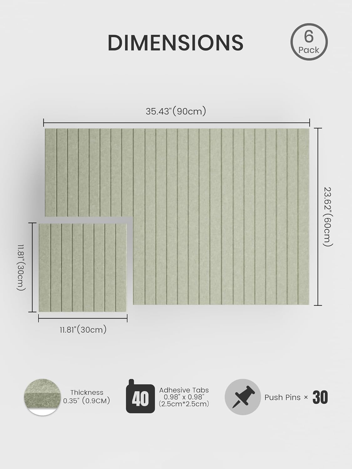 Bumusty Large Cork Board Alternative-48 x 36" Felt Bulletin Board Tiles, with 30 Pushpins, 70 Adhesive Tabs, Fine-Stripe 12-Pack, Cork Boards for Office Push Pin Board Felt Board-Oatmeal