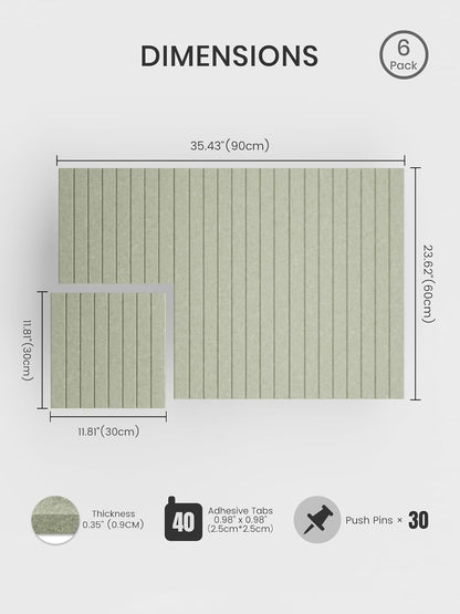 Bumusty Large Cork Board Alternative-48 x 36" Felt Bulletin Board Tiles, with 30 Pushpins, 70 Adhesive Tabs, Fine-Stripe 12-Pack, Cork Boards for Office Push Pin Board Felt Board-Oatmeal