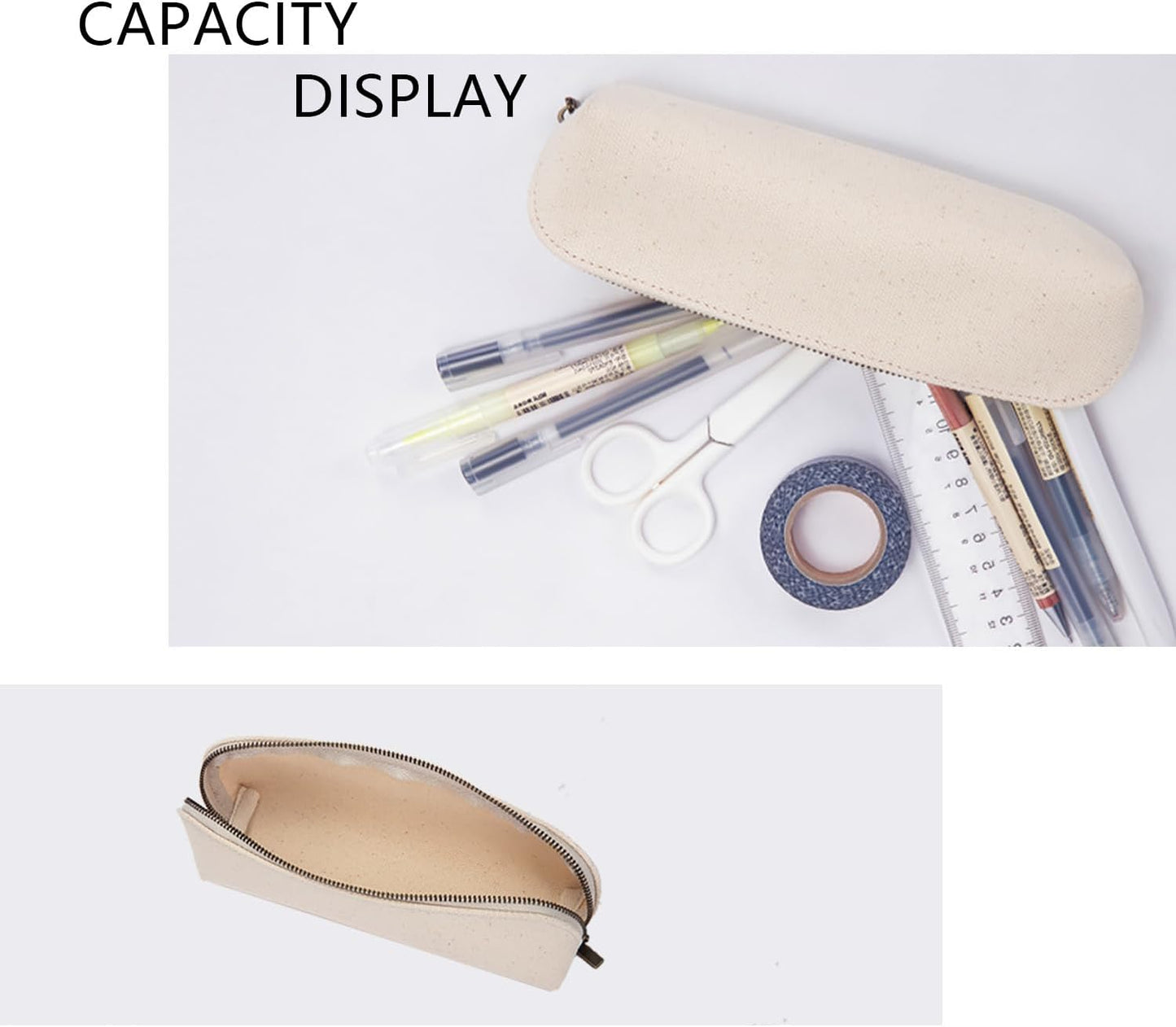 Canvas Pencil Case Cotton Canvas and Simple Multifunctional Pencil Bag Zipper Portable Storage (Black)